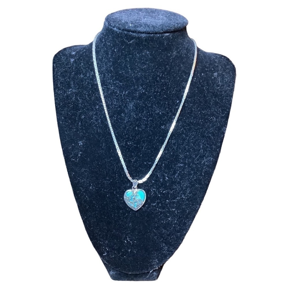 Vintage Silver Tone Chain with New Faux Turquoise Pendant 16’